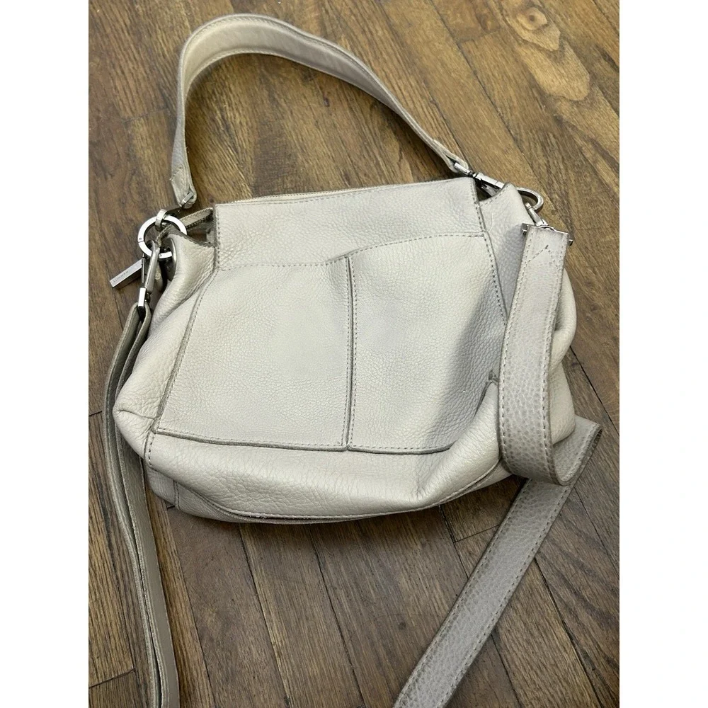 Hammitt Bryant Medium bag is crafted from grey pebbled leather Silver Rivets Med